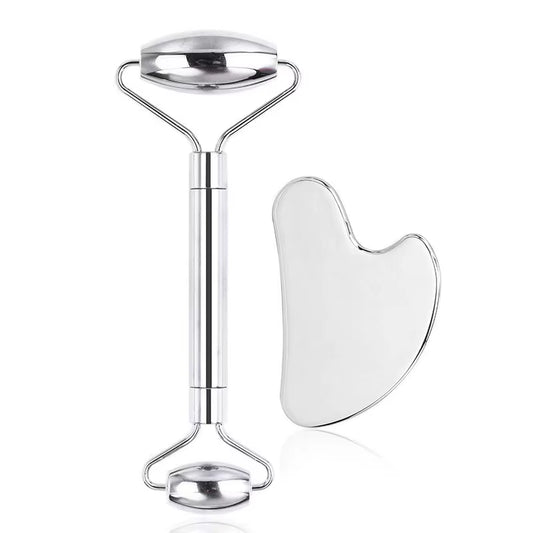 304 Stainless Steel Roller and Guasha Set Kit Massage Tool Facial Massager for Face Eye Neck Body
