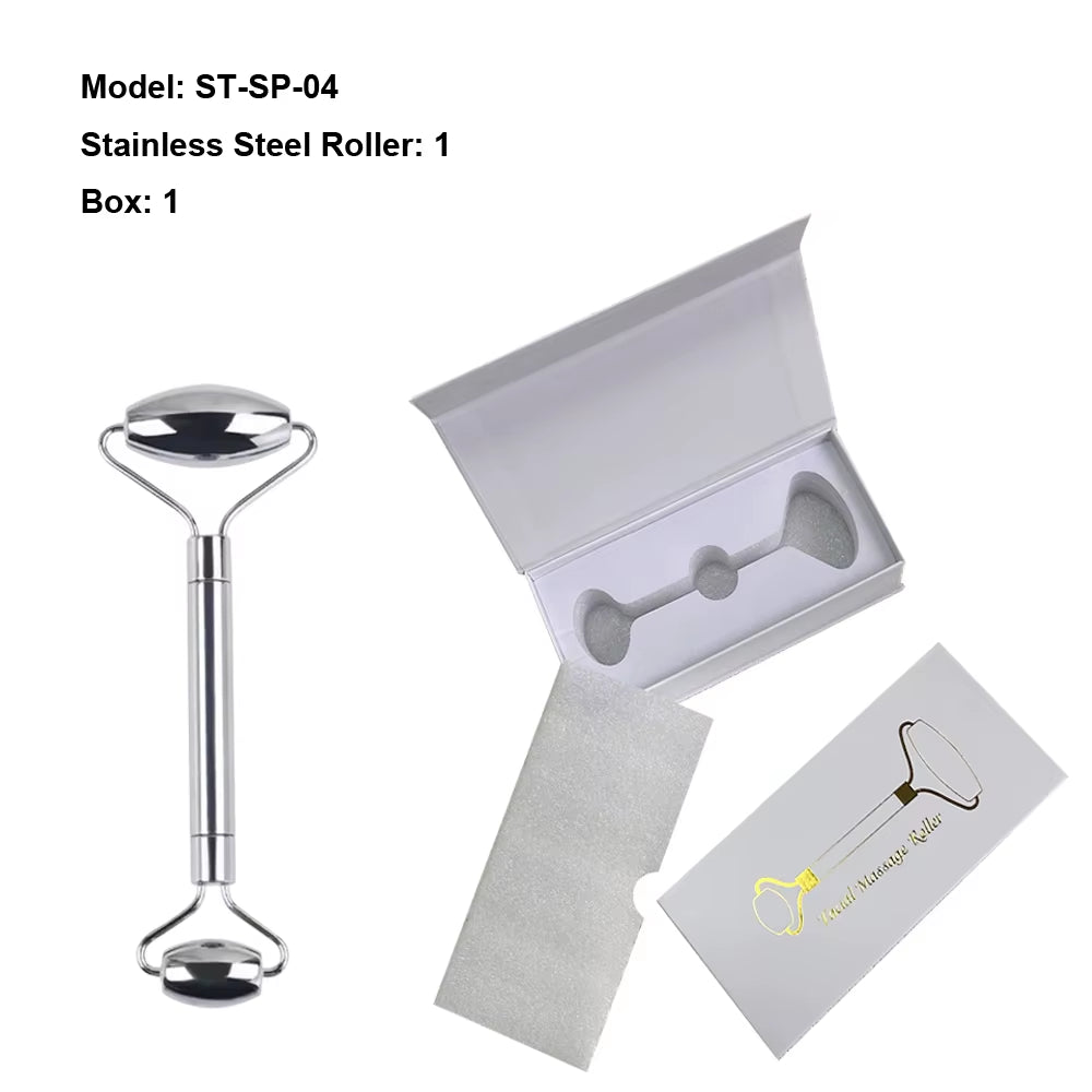 304 Stainless Steel Roller and Guasha Set Kit Massage Tool Facial Massager for Face Eye Neck Body