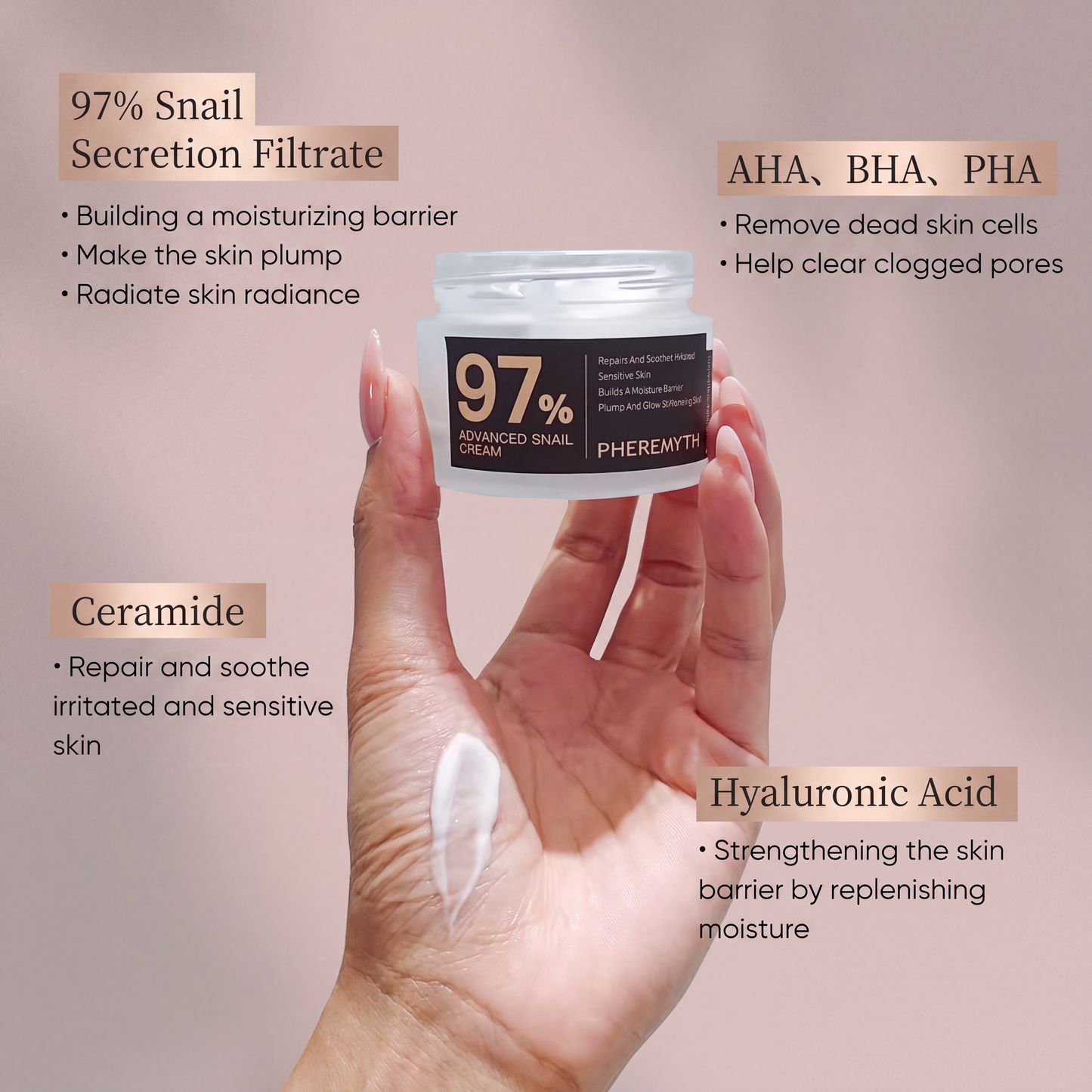 YYGLOW ™ - 97% Snail Mucin moisturizer Cream Repairs, Hydrates & Brightens Skin 2.0